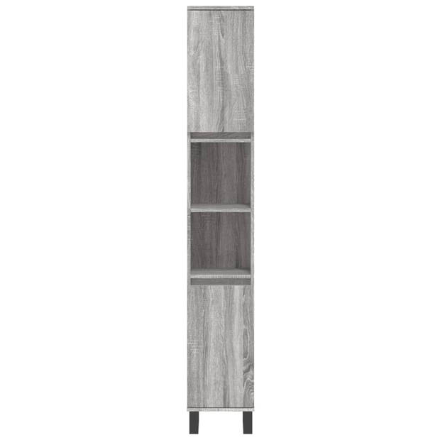 vidaXL Badkamerkast 30x30x190 cm bewerkt hout grijs sonoma eikenkleur