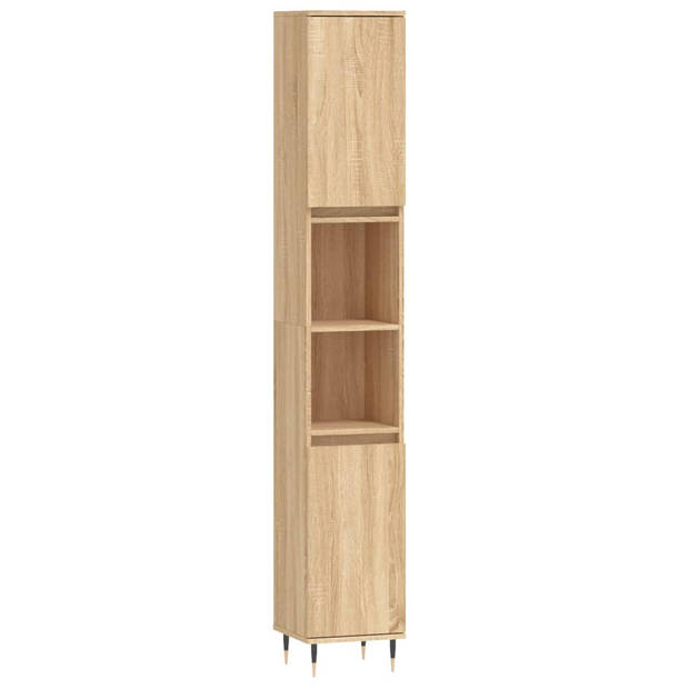 The Living Store Badkamermeubelset - Badkaasten 30x30x190 cm - 30x30x100 cm - Wastafelkast 80x33x60 cm - Sonoma Eiken