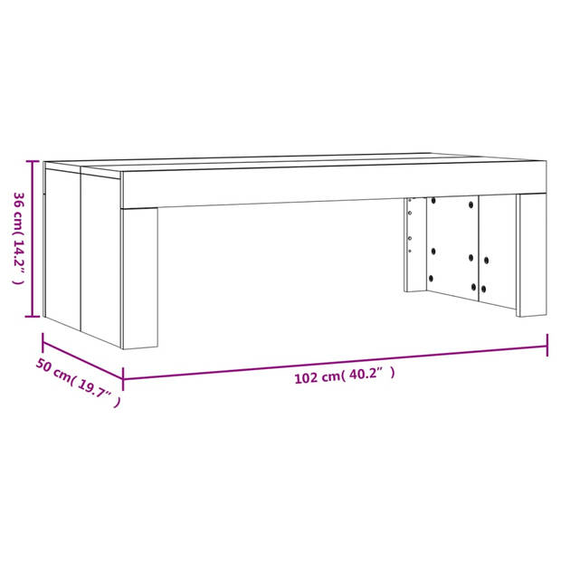 vidaXL Salontafel 102x50x36 cm bewerkt hout gerookt eikenkleurig