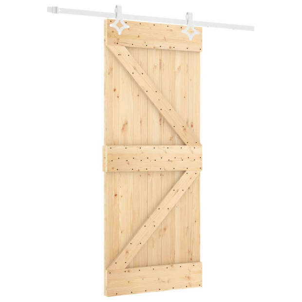 vidaXL Schuifdeur met beslag 80x210 cm massief grenenhout