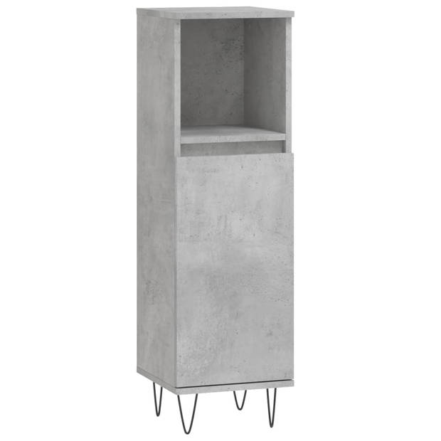 The Living Store Badkamermeubelset - Betongrijs - 30x30x190cm/30x30x100cm - Duurzaam materiaal en ijzeren poten