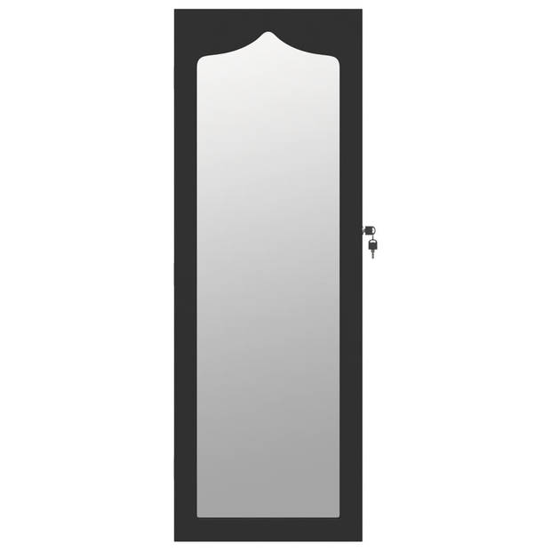 vidaXL Sieradenkast met spiegel wandgemonteerd 37,5x10x106 cm zwart