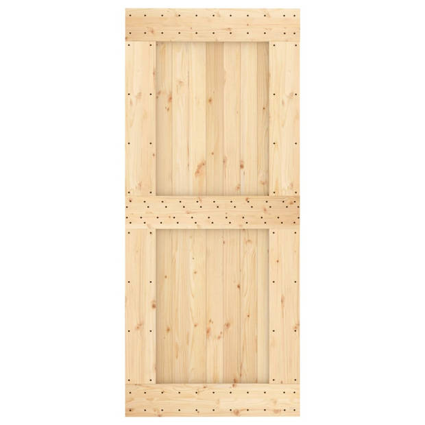 The Living Store Schuifdeur Massief Grenenhout - 90 x 3.6 x 210 cm - Stille en Ruimtebesparende Binnendeur