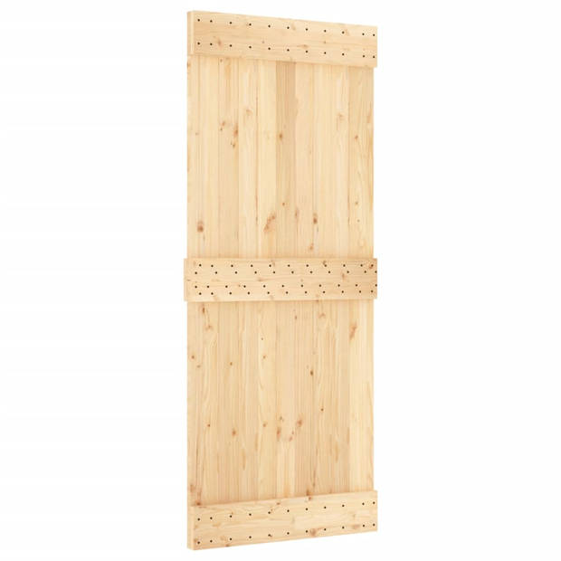 The Living Store Schuifdeur Massief Grenenhout - 85 x 3.6 x 210 cm - Inclusief Hardwareset