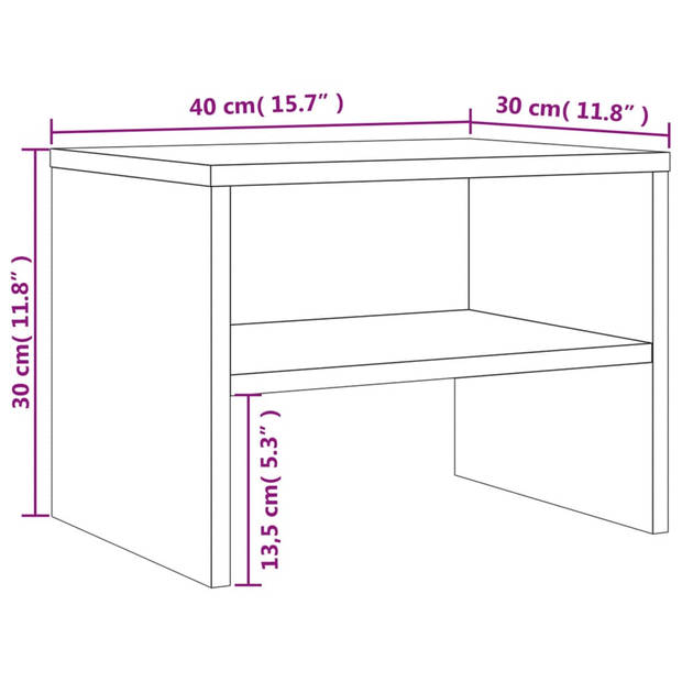 vidaXL Nachtkastje 40x30x30 cm bewerkt hout gerookt eikenkleurig