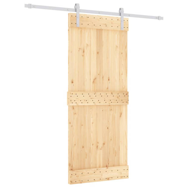 vidaXL Schuifdeur met beslag 85x210 cm massief grenenhout