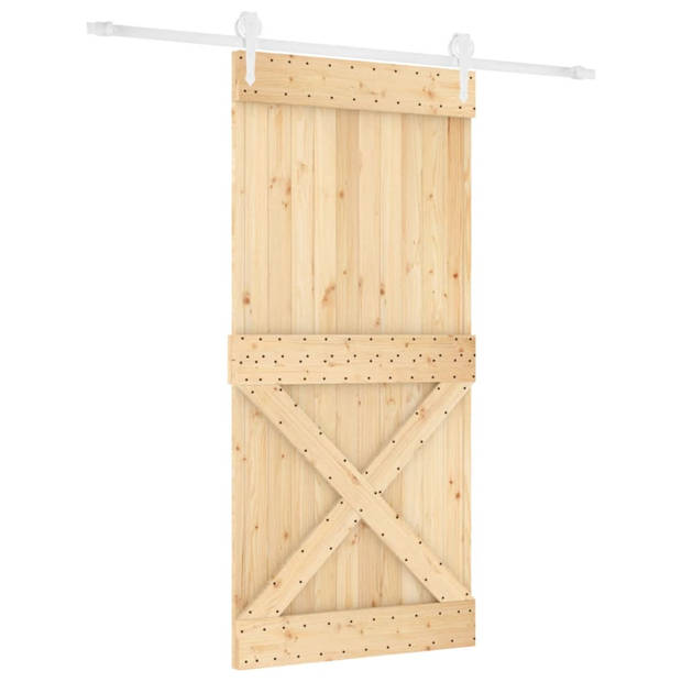 vidaXL Schuifdeur met beslag 95x210 cm massief grenenhout