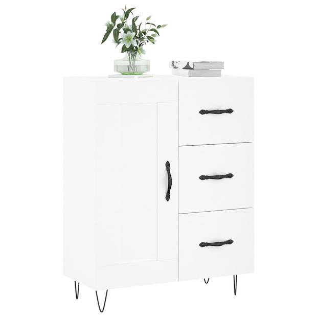 The Living Store Dressoir - Wit - 69.5 x 34 x 90 cm - Duurzaam bewerkt hout en metaal