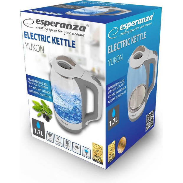 Waterkoker Esperanza EKK025K Zwart Multicolour Glas Plastic 1500 W 1,7 L