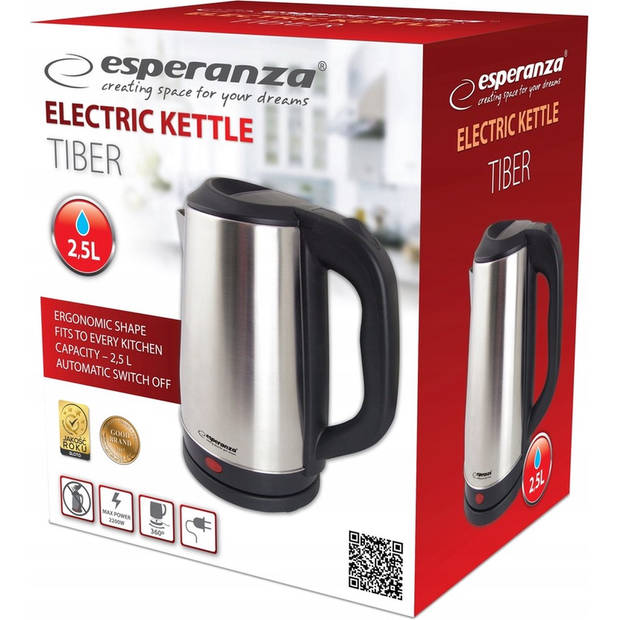 Waterkoker Esperanza EKK036S Zilverkleurig Roestvrij staal 2200 W