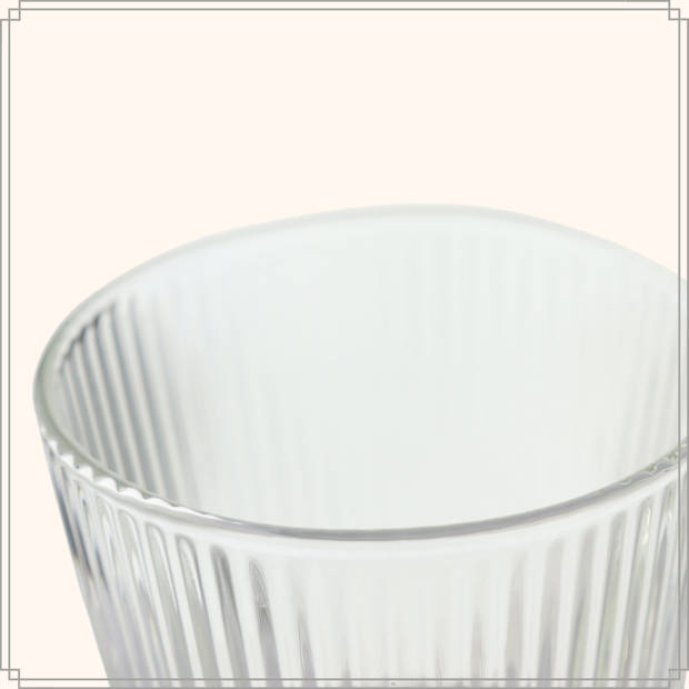 OTIX Koffiekopjes - Glazen - met Ribbel - Reliëf - Koffietassen - Set van 6 - 150ml - Glas - ROSE