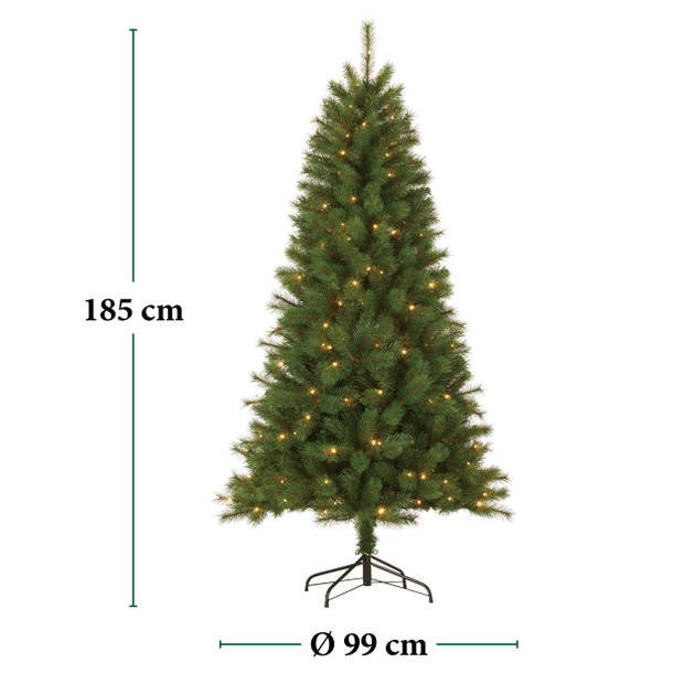 Giftsome Kunstkerstboom met Verlichting - Kerstboom 185 CM - Kunstboom met LED