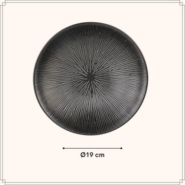OTIX Diepe Soepborden - Bordenset 6 Persoons - Zwart - 19cm - Keramiek - POPPY