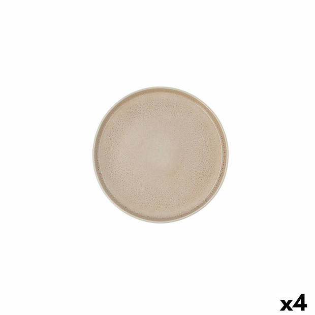 Eetbord Ariane Porous Beige Keramisch Ø 21 cm (4 Stuks)