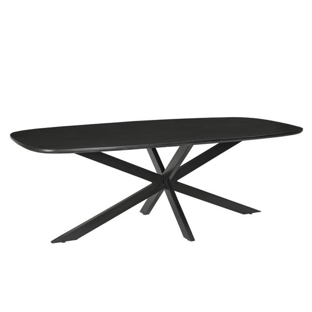 Livingfurn - Eetkamertafel Jesper Danish Oval Black 230cm - Mangohout / Gecoat Staal