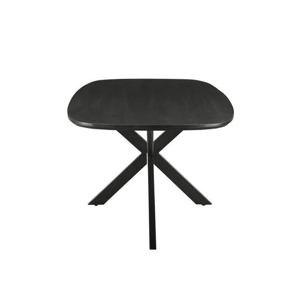 Livingfurn - Eetkamertafel Jesper Danish Oval Black 210cm - Mangohout / Gecoat Staal