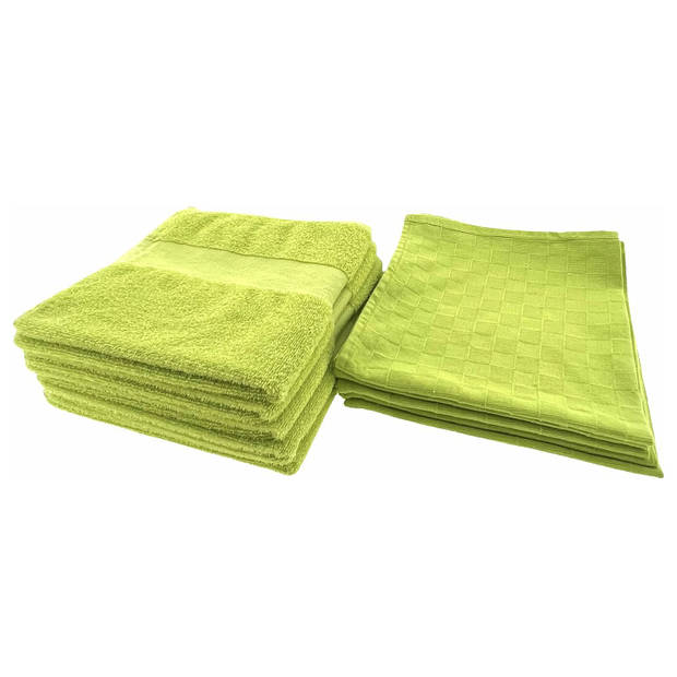 Arowell - Keukenhanddoek en Theedoek - Groen - 2x 10 stuks