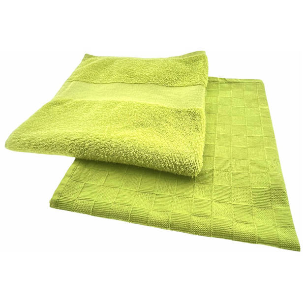 Arowell - Keukenhanddoek en Theedoek - Groen - 2x 5 stuks