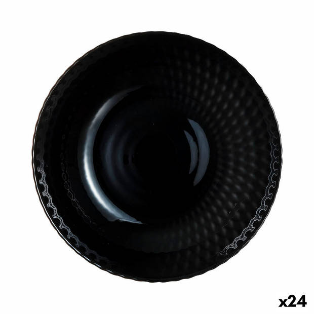 Diep bord Luminarc Pampille Noir Zwart Glas 20 cm (24 Stuks)