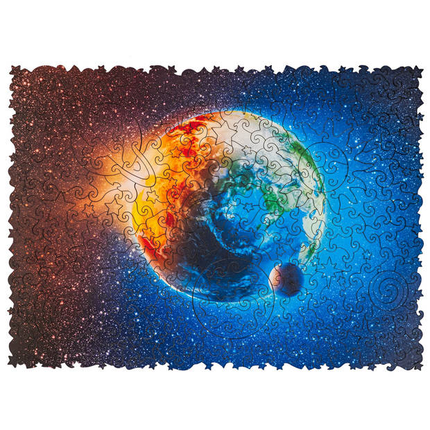 UNIDRAGON Houten Puzzel Woosaic - Planeet Aarde - 250 stukjes