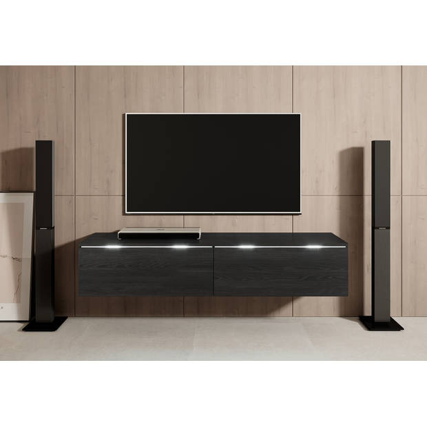 Meubella TV-Meubel Dixon - Zwart eiken - 140 cm