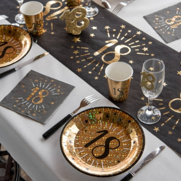 Verjaardag feest bekertjes/bordjes en servetten leeftijd - 30x - 30 jaar - goud - Feestpakketten
