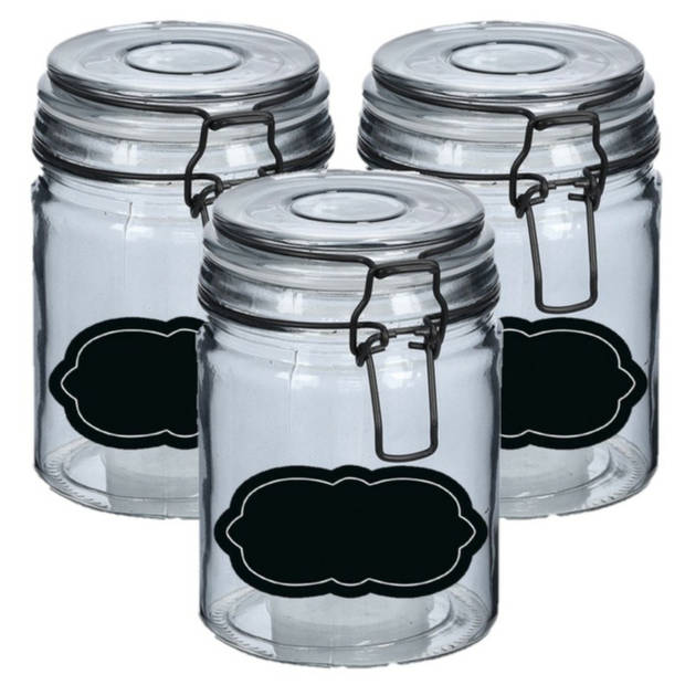 Weckpot/inmaakpot - 4x - 250 ml - glas - met beugelsluiting - incl. etiketten - Weckpotten