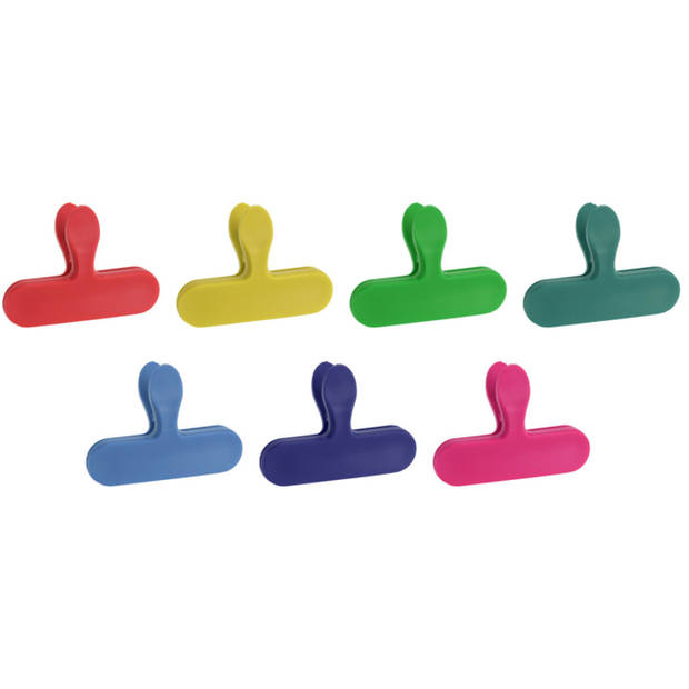 Excellent Houseware vershoudklemmen/vershoudclips - 7x - multicolor - kunststof - Vershoudknijpers