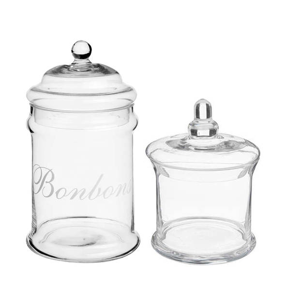 Set van 4x snoeppotten/voorraadpotten 0,4L - 1L - 1,8L - 2L glas met deksel - Voorraadpot