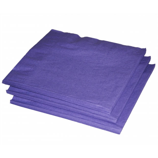 40x stuks tafel servetten papier 33 x 33 cm paars - Feestservetten