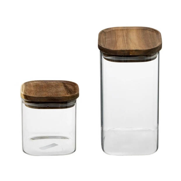 Set van 8x keuken voorraadbussen/potten glas 1.0 en 1.3 Liter inhoud - Voorraadpot