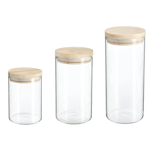Set van 6x keuken voorraadbussen/potten glas 0.6-1.0-1.3 Liter inhoud - Voorraadpot