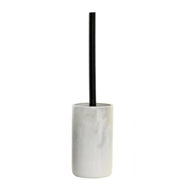 Toiletborstel met houder 38 cm en zeeppompje 300 ml polystone wit - Badkameraccessoireset