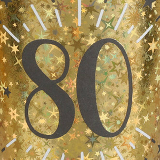Santex Verjaardag feest bekertjes leeftijd - 10x - 80 jaar - goud - karton - 270 ml - Feestbekertjes