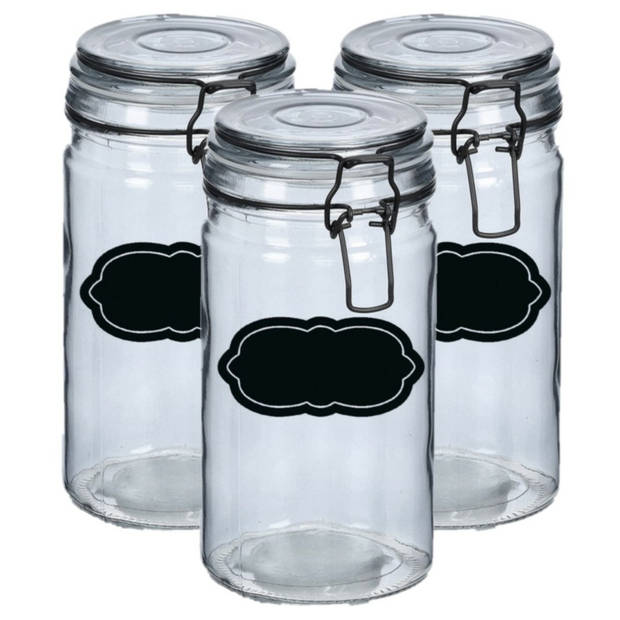 Weckpot/inmaakpot - 4x - 750 ml - glas - met beugelsluiting - incl. etiketten - Weckpotten
