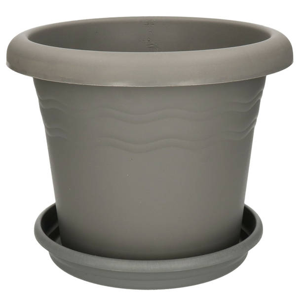 Plantenpot/bloempot Flori met onderschaal - 26 cm - kunststof - Plantenpotten