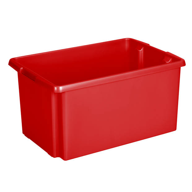 Sunware 2x opslagbox kunststof 51 liter rood 59 x 39 x 29 cm met deksel en organiser tray - Opbergbox