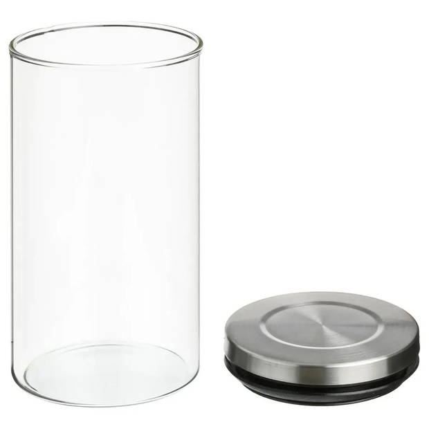 Set van 6x keuken voorraadbussen/potten glas RVS deksel - 2 formaten - Voorraadpot