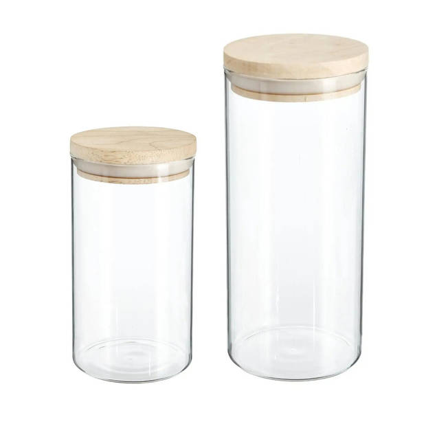 Set van 8x keuken voorraadbussen/potten glas 1.0 en 1.3 Liter inhoud - Voorraadpot