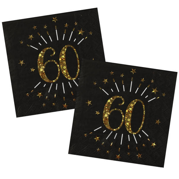 Verjaardag feest servetten leeftijd - 50x - 60 jaar - goud - 33 x 33 cm - Feestservetten