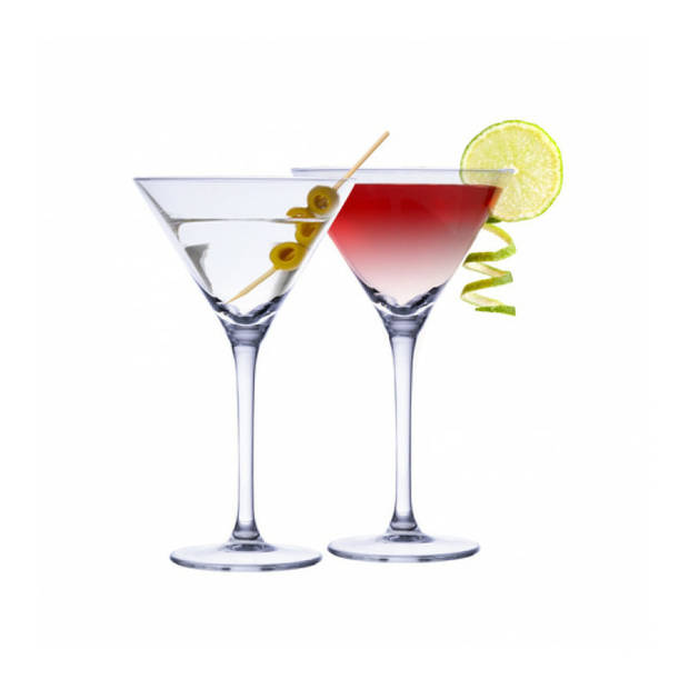 Set van 4x Martini cocktailglazen met cocktailshaker RVS - Cocktailglazen