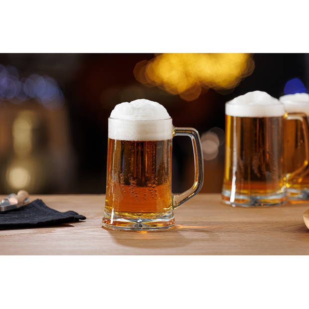 Bierglazen set - bierpullen/bierglazen op voet - 8x stuks - glas - Bierglazen