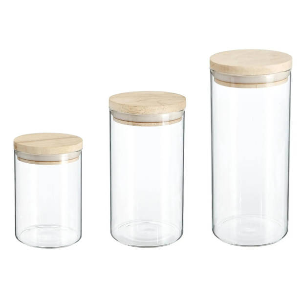 Set van 8x keuken voorraadbussen/potten glas 0.6-1.0-1.3 Liter inhoud - Voorraadpot