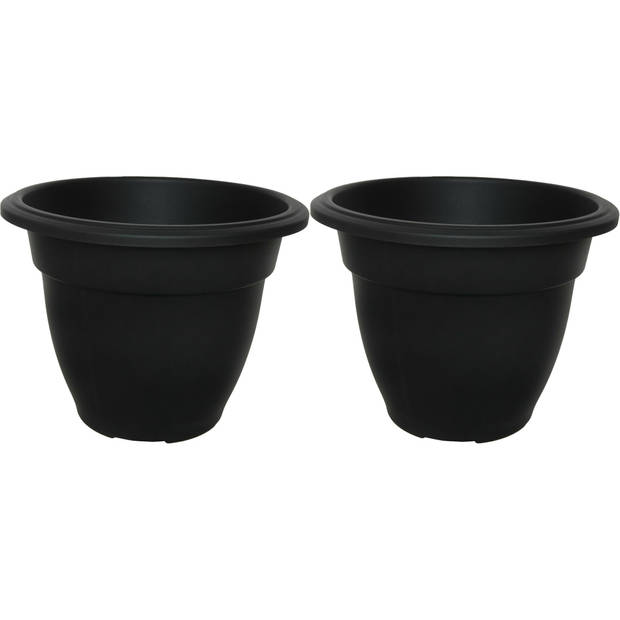 Whitefurze Buiten plantenpot/bloempot - 2x - zwart - kunststof - D45 x H35 cm - Plantenpotten