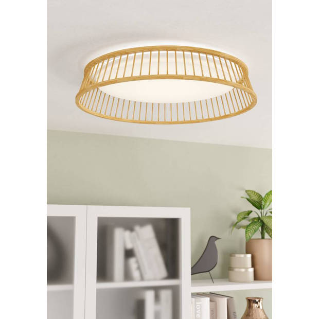 EGLO Luppineria Plafondlamp - LED - Ø 45 cm - Bruin/Wit - Hout
