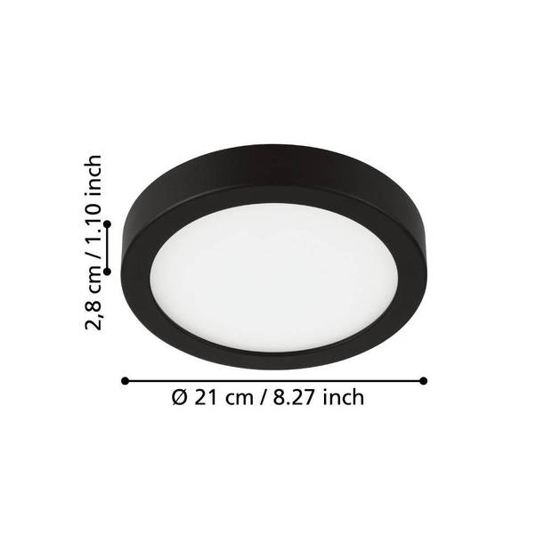 EGLO Fueva 5 Plafonnière - LED - 21 cm - Zwart