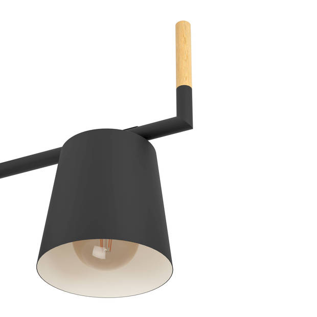 EGLO Lacey plafondlamp - E27(excl) - 78 cm - Hout/Staal - Zwart/Bruin