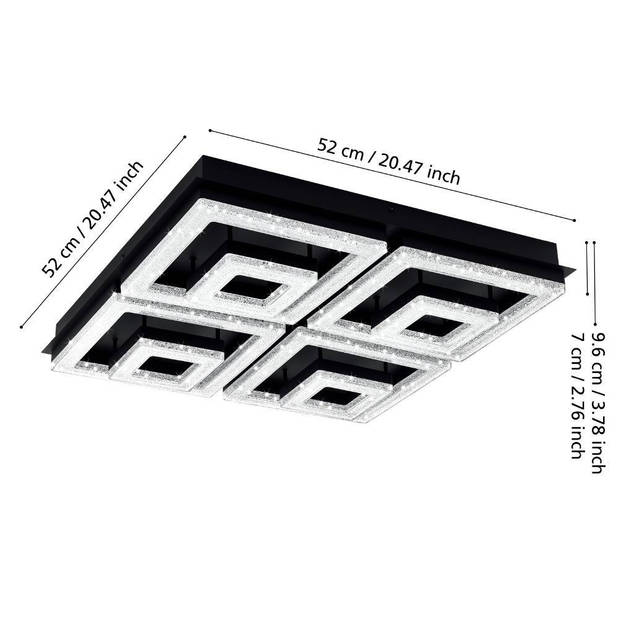 EGLO Fradelo 1 Plafonnière - LED - Ø 76 cm - Zwart