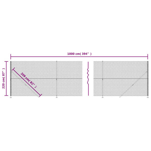 The Living Store Gaashek 2.2 x 10 m - Groene PVC-coating - Staal - Duurzaam - Flexibel