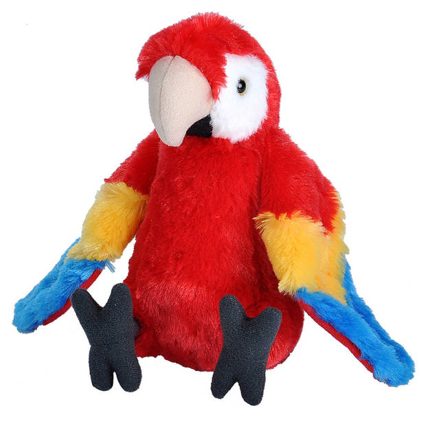 Vogels knuffels setje van 2x pluche knuffel Macaw Papegaaien van 20 cm - Vogel knuffels
